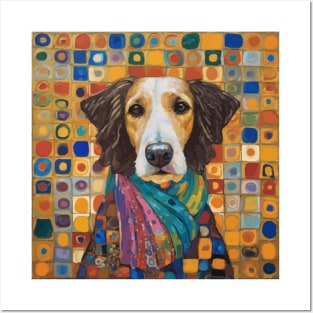 Gustav Klimt Style Dog with Colorful Scarf Posters and Art